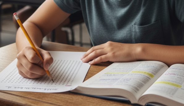 Student studying for tests